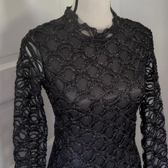 Vintage Shiny Opaque Party Dress, 90s prom vibes - Picture 3 of 8